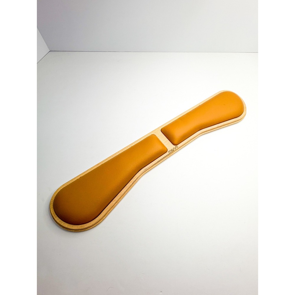 Mosiso Ergonomic Wooden Keyboard Wrist Rest Tan Padded Leather Support 17 Inch